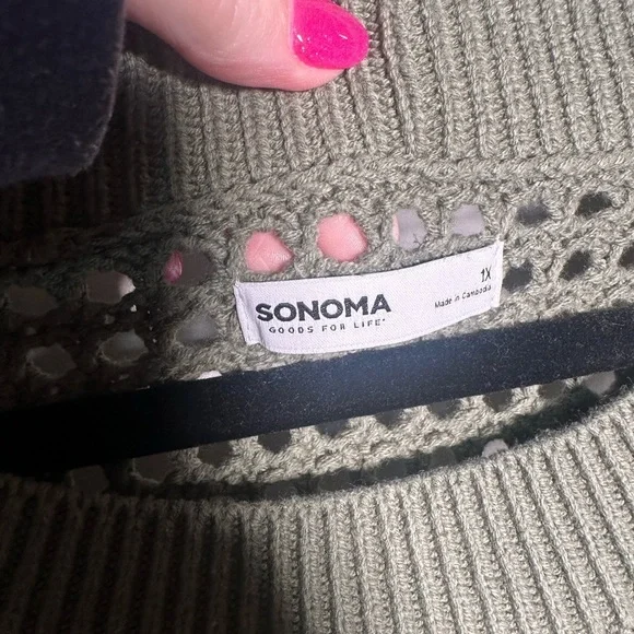 Sonoma Women's Sage Green Open Knit Sweater - Picture 3 of 5